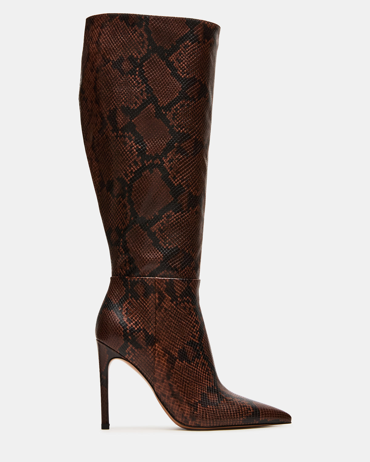 NITRO Brown Snake Wife Calf Pointed-Toe Stiletto Heel Knee-High Women's Boots - Steve Madden