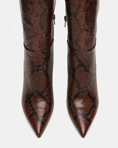 NITRO Brown Snake Wife Calf Pointed-Toe Stiletto Heel Knee-High Women's Boots - Steve Madden