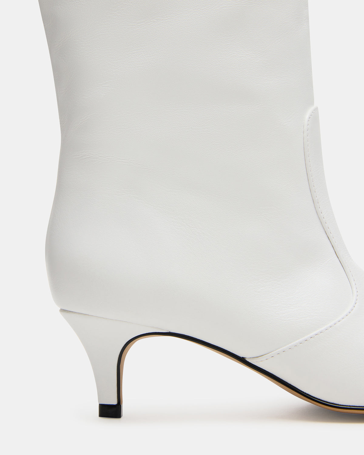 LANDER White Leather Knee-High Kitten Heel Women's Boot - Steve Madden