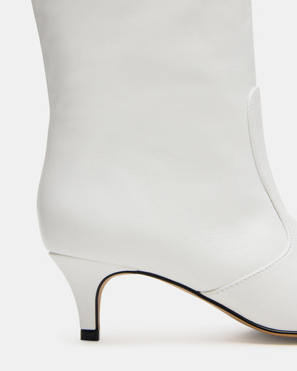 LANDER White Leather Knee-High Kitten Heel Women's Boot - Steve Madden