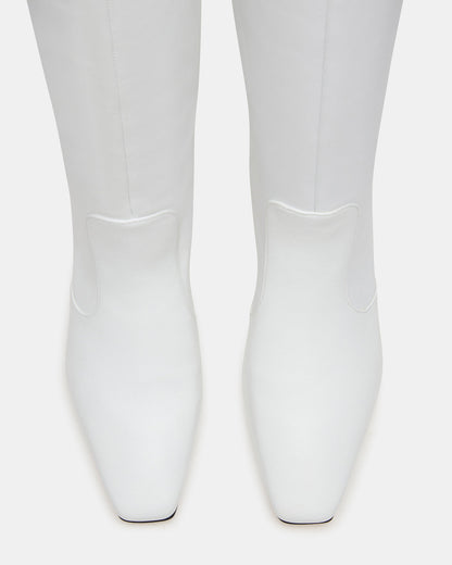 LANDER White Leather Knee-High Kitten Heel Women's Boot - Steve Madden