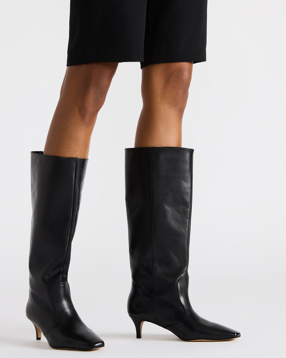 LANDER White Leather Knee-High Kitten Heel Women's Boot - Steve Madden