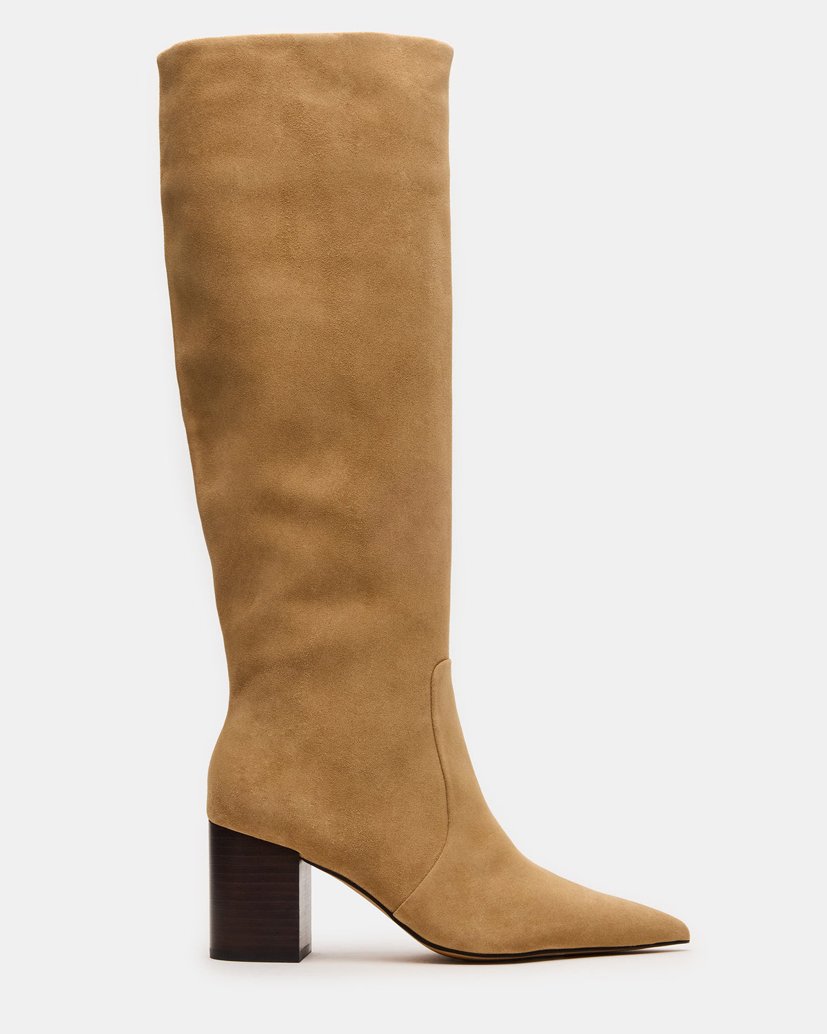 SKYLINE Taupe Suede Knee-High Pointed Toe Women's Boot - Steve Madden