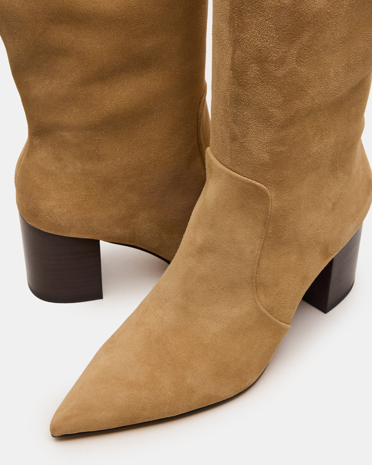SKYLINE Taupe Suede Knee-High Pointed Toe Women's Boot - Steve Madden