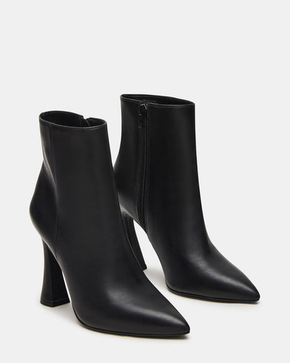 BOLERO Black Leather Pointed-Toe Heeled Women's Ankle Boot - Steve Madden