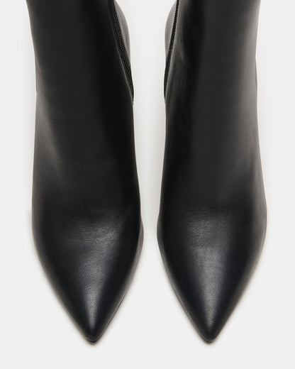 BOLERO Black Leather Pointed-Toe Heeled Women's Ankle Boot - Steve Madden