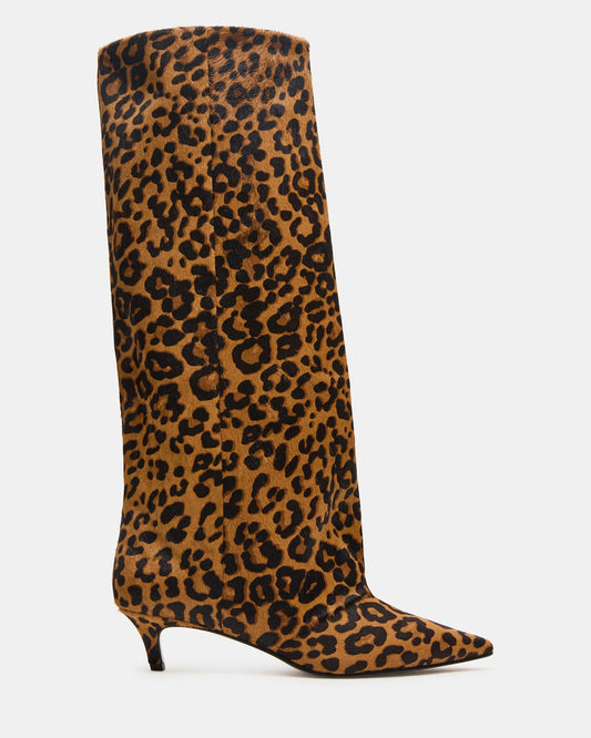 LUCA Leopard Pointed-Toe Cuffed Kitten Heel Women's Boot - Steve Madden