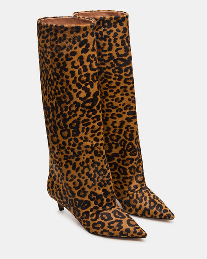 LUCA Leopard Pointed-Toe Cuffed Kitten Heel Women's Boot - Steve Madden