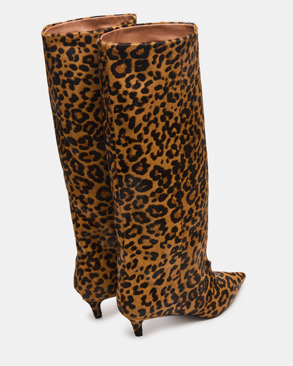 LUCA Leopard Pointed-Toe Cuffed Kitten Heel Women's Boot - Steve Madden