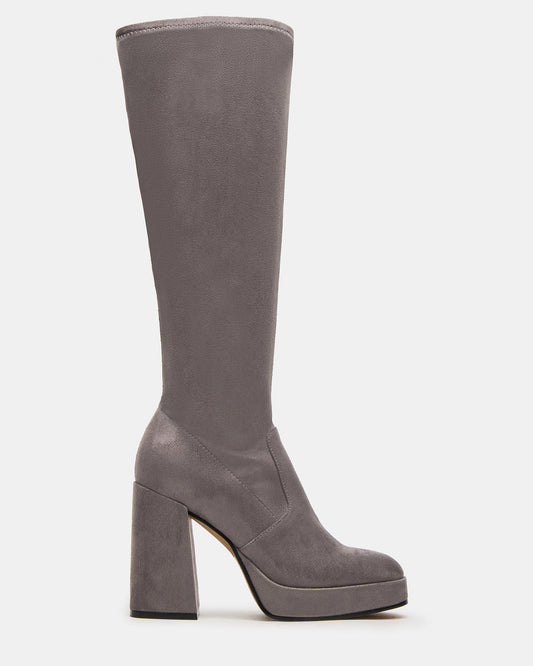 TWAIN Grey Knee-High Block Heel Women's Boot - Steve Madden