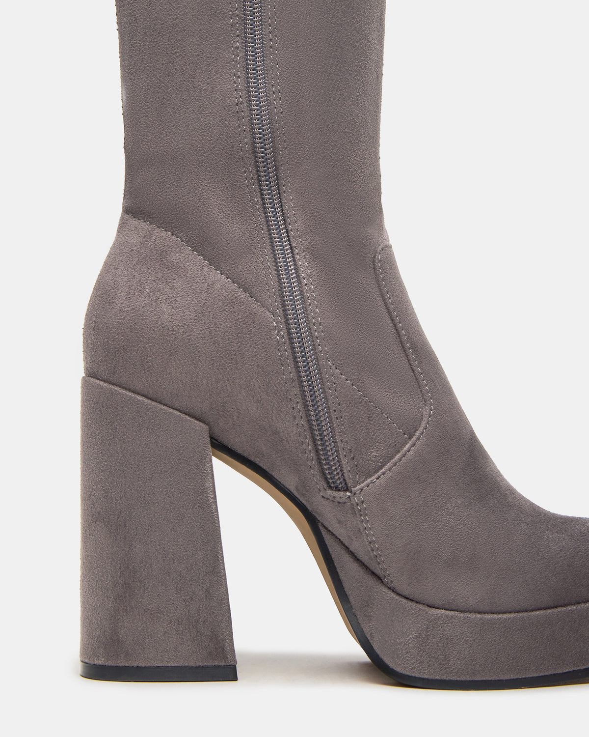 TWAIN Grey Knee-High Block Heel Women's Boot - Steve Madden