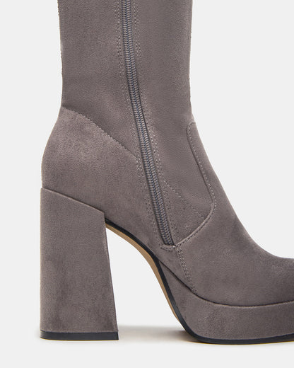 TWAIN Grey Knee-High Block Heel Women's Boot - Steve Madden