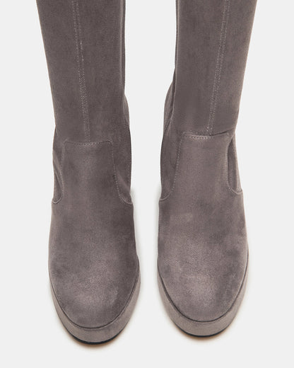TWAIN Grey Knee-High Block Heel Women's Boot - Steve Madden