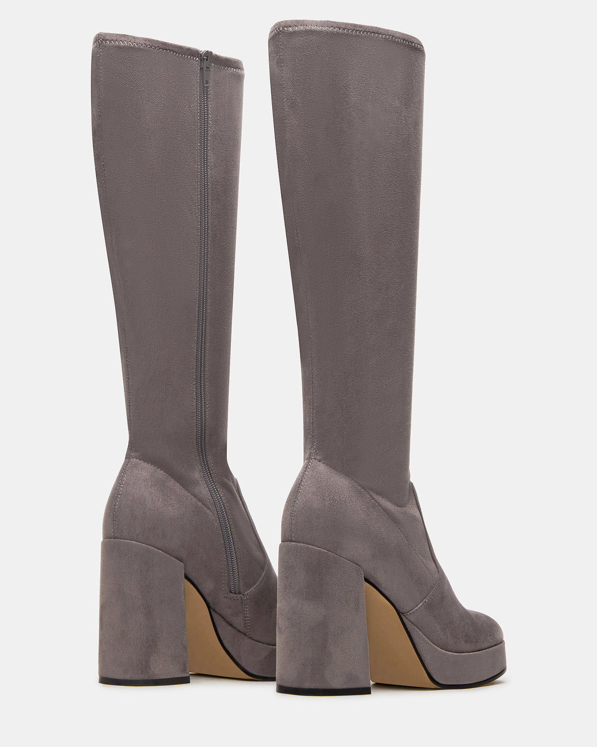 TWAIN Grey Knee-High Block Heel Women's Boot - Steve Madden