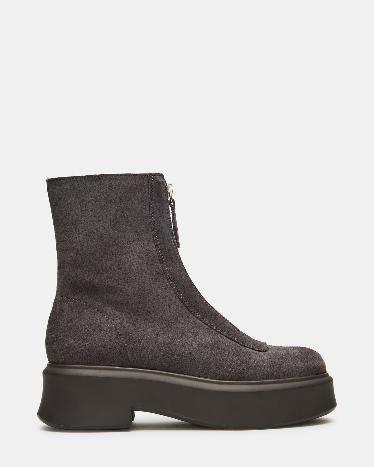 JONES Grey Suede Zipper Lug Women's Ankle Boot - Steve Madden