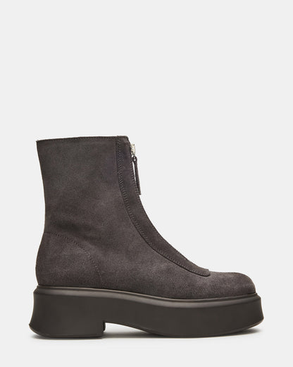 JONES Grey Suede Zipper Lug Women's Ankle Boot - Steve Madden