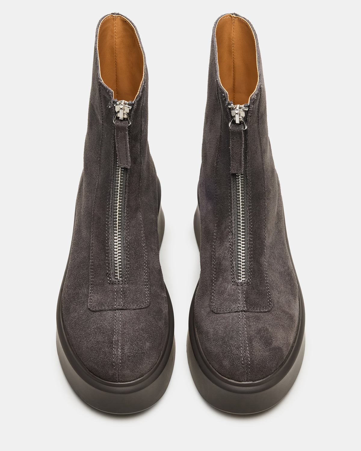 JONES Grey Suede Zipper Lug Women's Ankle Boot - Steve Madden