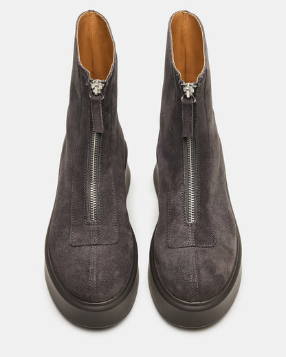 JONES Grey Suede Zipper Lug Women's Ankle Boot - Steve Madden