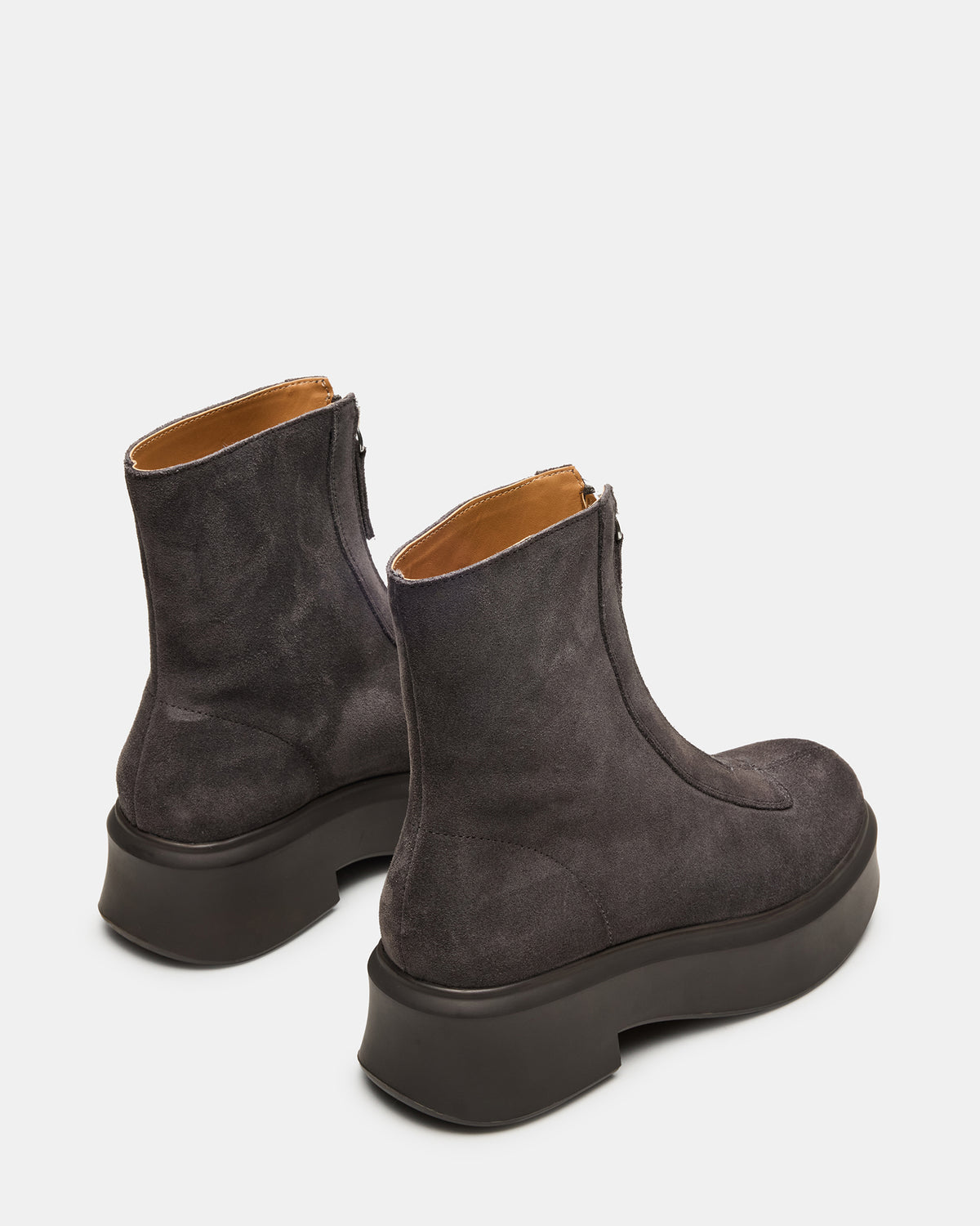 JONES Grey Suede Zipper Lug Women's Ankle Boot - Steve Madden