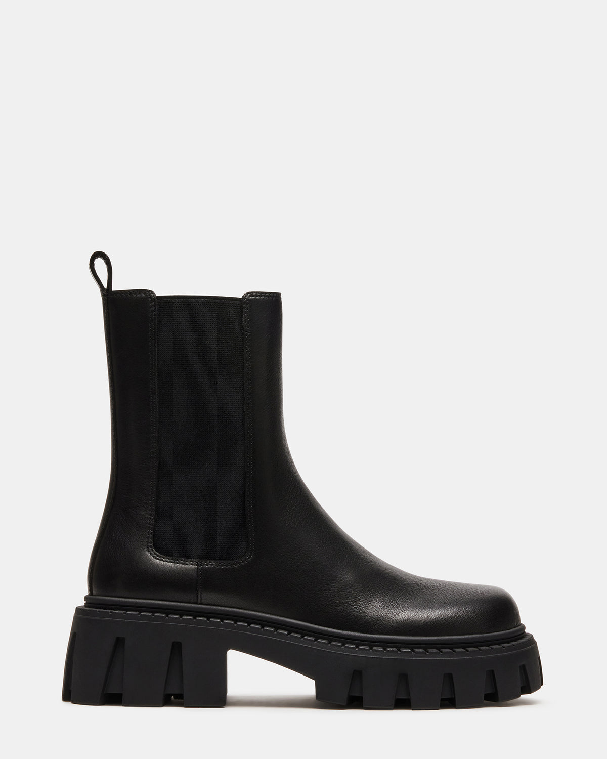 CHARGES Black Leather Platform Bootie | Women's Booties - Steve Madden