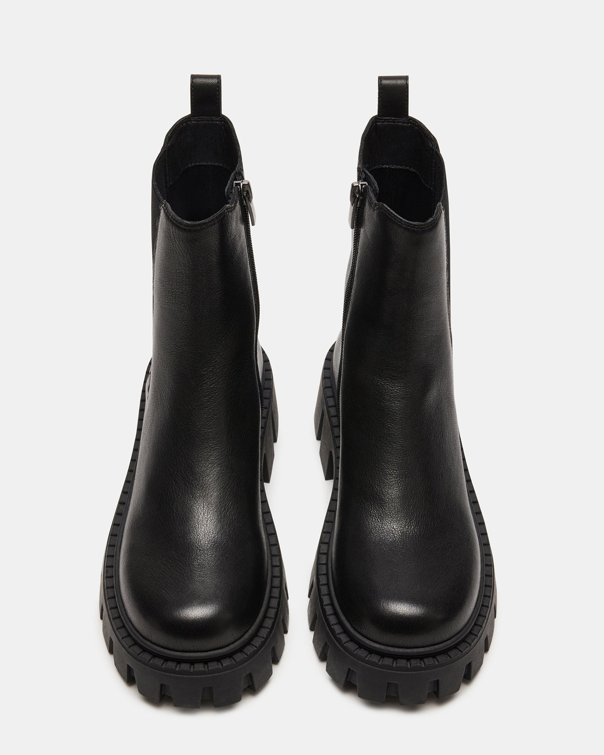 CHARGES Black Leather Platform Bootie | Women's Booties - Steve Madden
