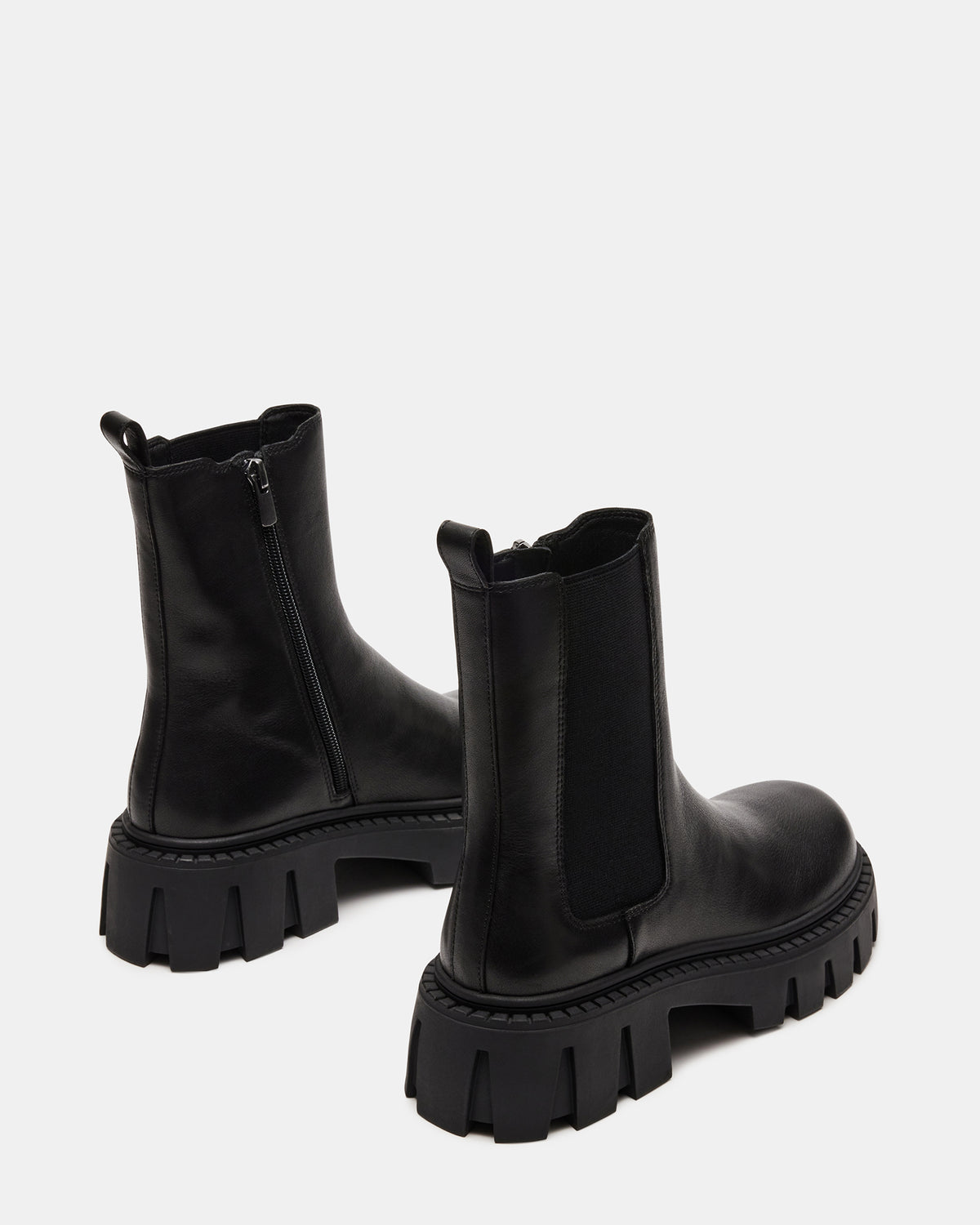 CHARGES Black Leather Platform Bootie | Women's Booties - Steve Madden
