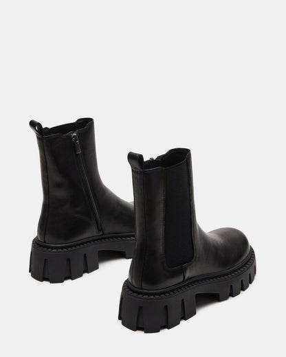 CHARGES Black Leather Platform Bootie | Women's Booties - Steve Madden