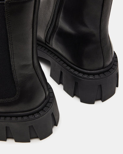 CHARGES Black Leather Platform Bootie | Women's Booties - Steve Madden