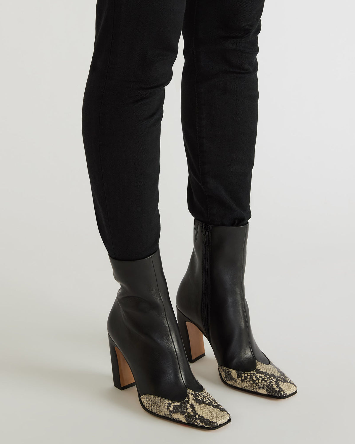 LYLE Grey Leather Square-Toe Heeled Women's Ankle Boot - Steve Madden