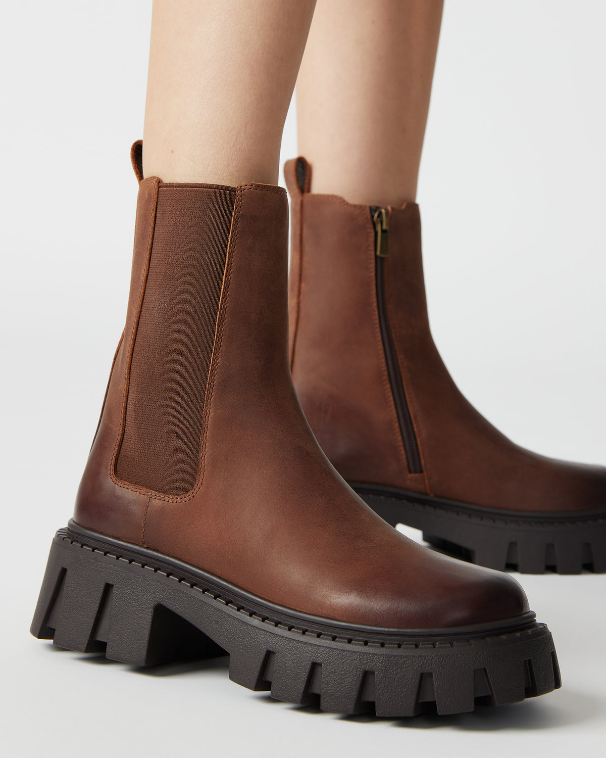 CHARGES Brown Distressed Platform Bootie | Women's Booties - Steve Madden