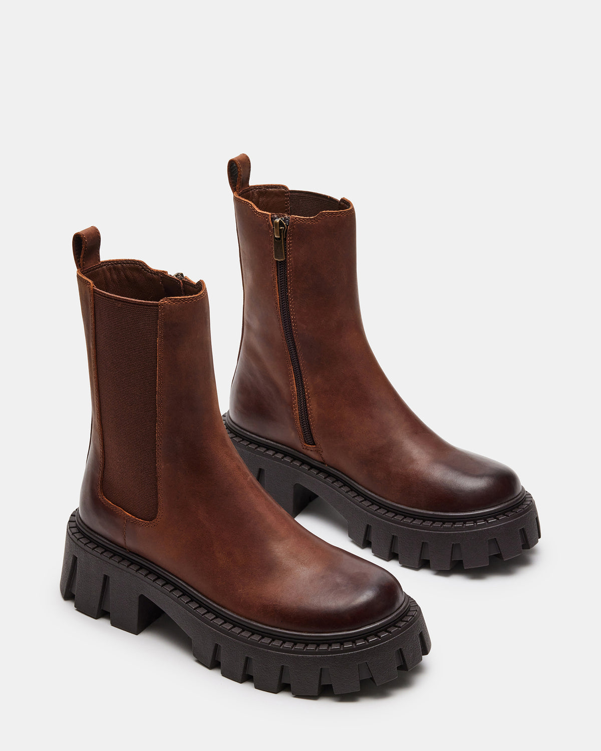 CHARGES Brown Distressed Platform Bootie | Women's Booties - Steve Madden