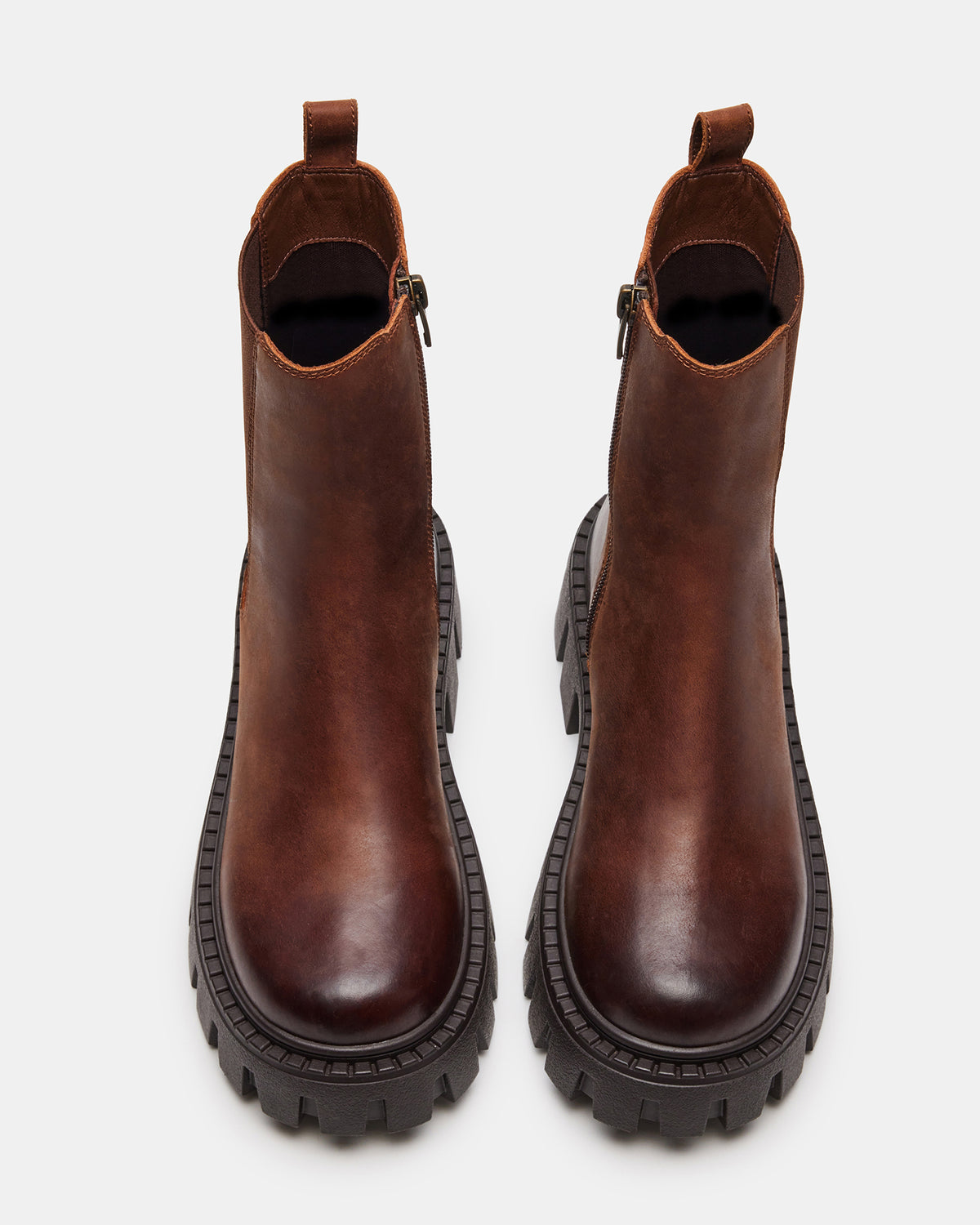 CHARGES Brown Distressed Platform Bootie | Women's Booties - Steve Madden