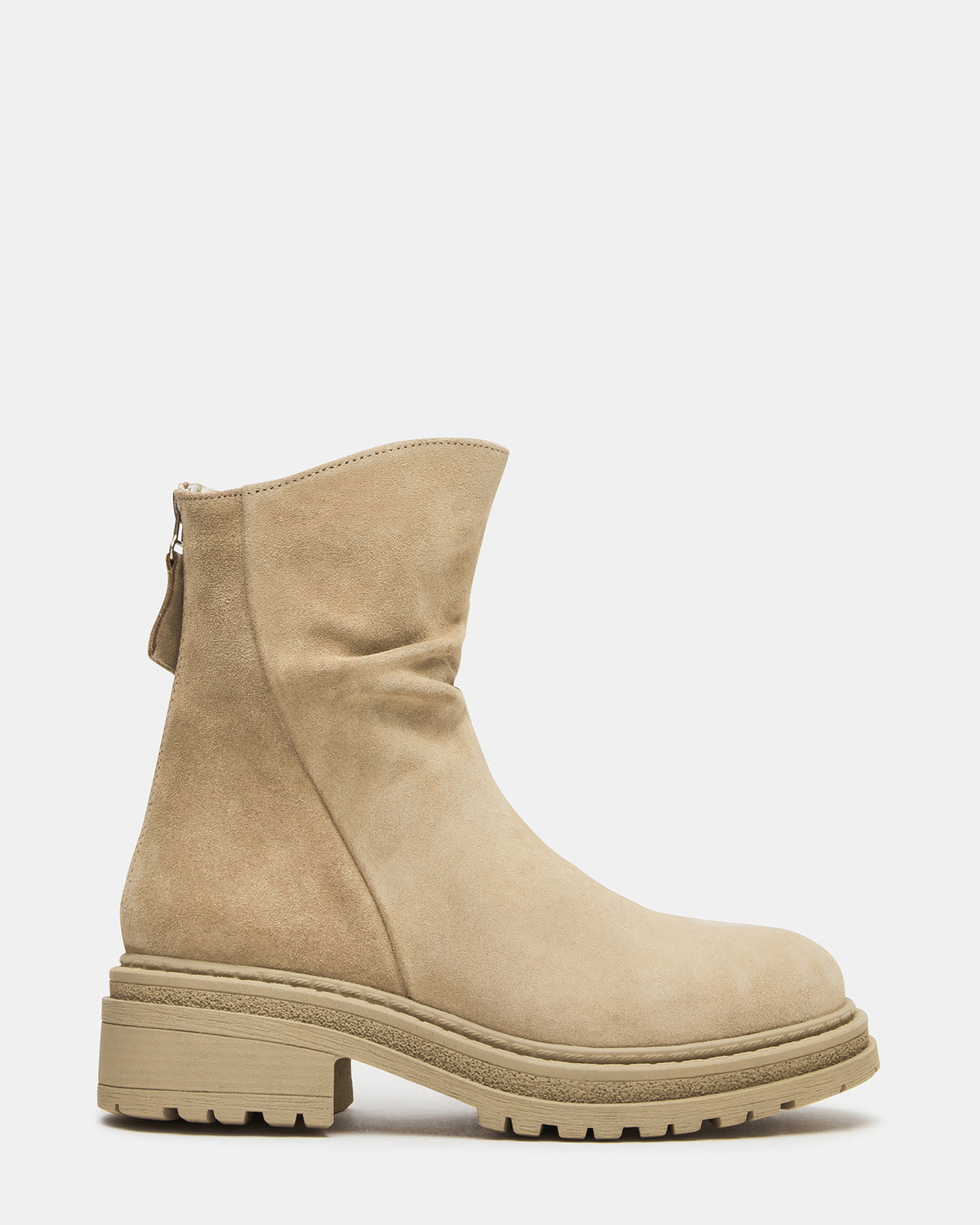 ESSENTIAL Taupe Suede Scrunched Ankle Boot | Women's Booties - Steve Madden