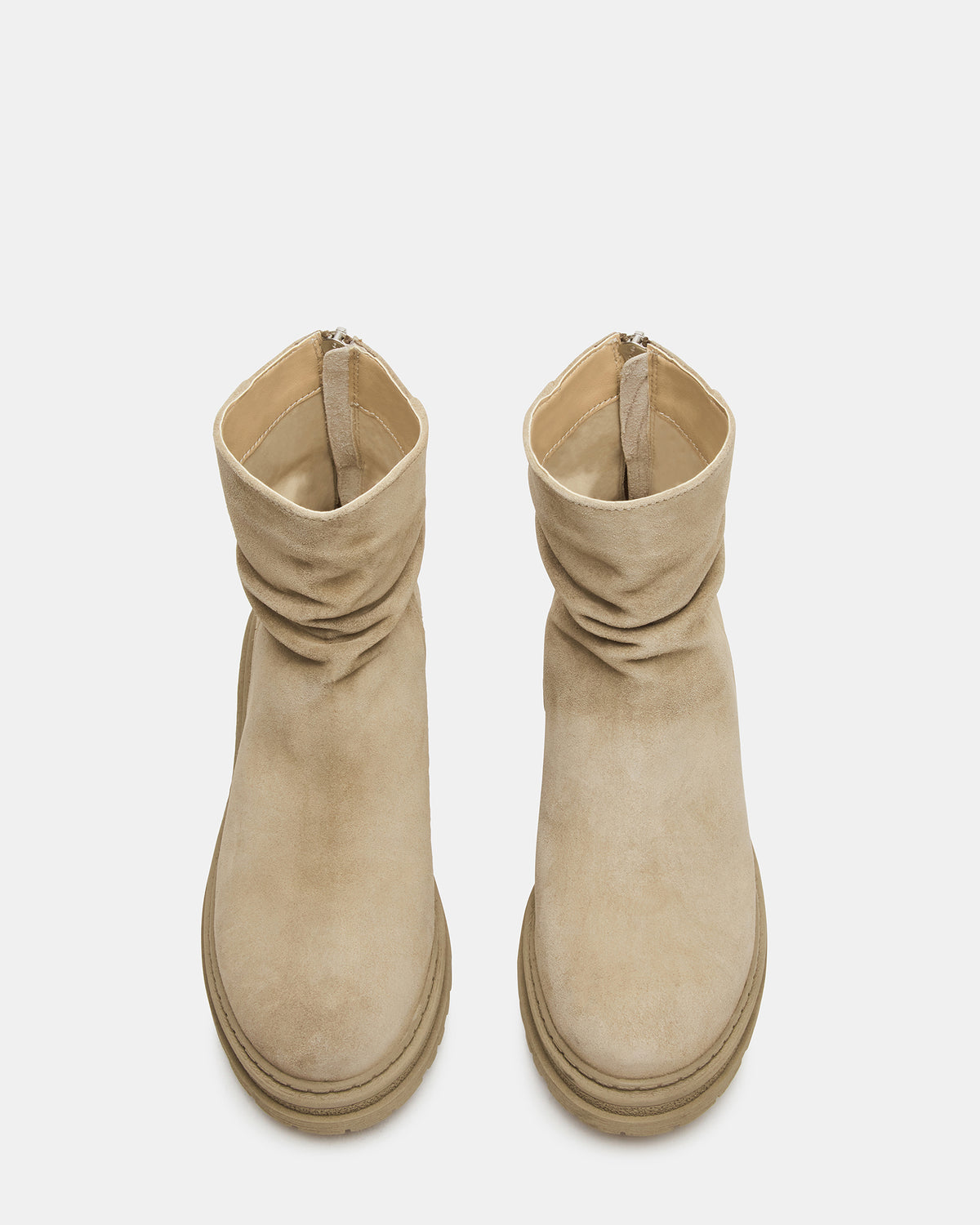 ESSENTIAL Taupe Suede Scrunched Ankle Boot | Women's Booties - Steve Madden