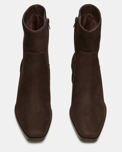 DANEY Brown Suede Square-Toe Women's Ankle Boot - Steve Madden