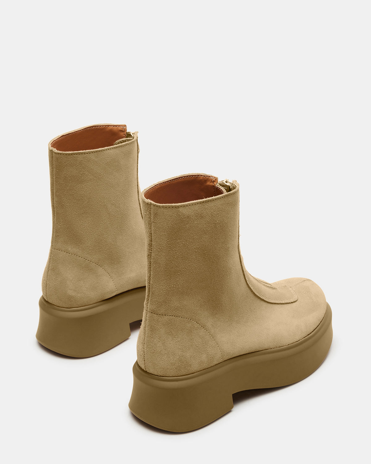 JONES Tan Suede Zipper Lug Women's Ankle Boot - Steve Madden