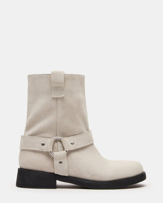 LANI White Suede Women's Moto Ankle Boot - Steve Madden