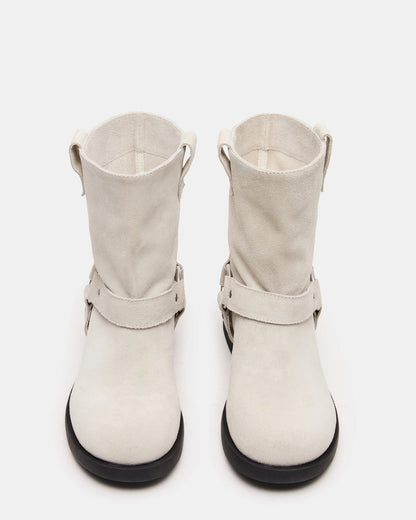 LANI White Suede Women's Moto Ankle Boot - Steve Madden