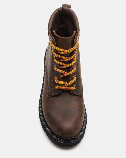WYLDER Brown Leather Ankle Boot | Women's Booties - Steve Madden