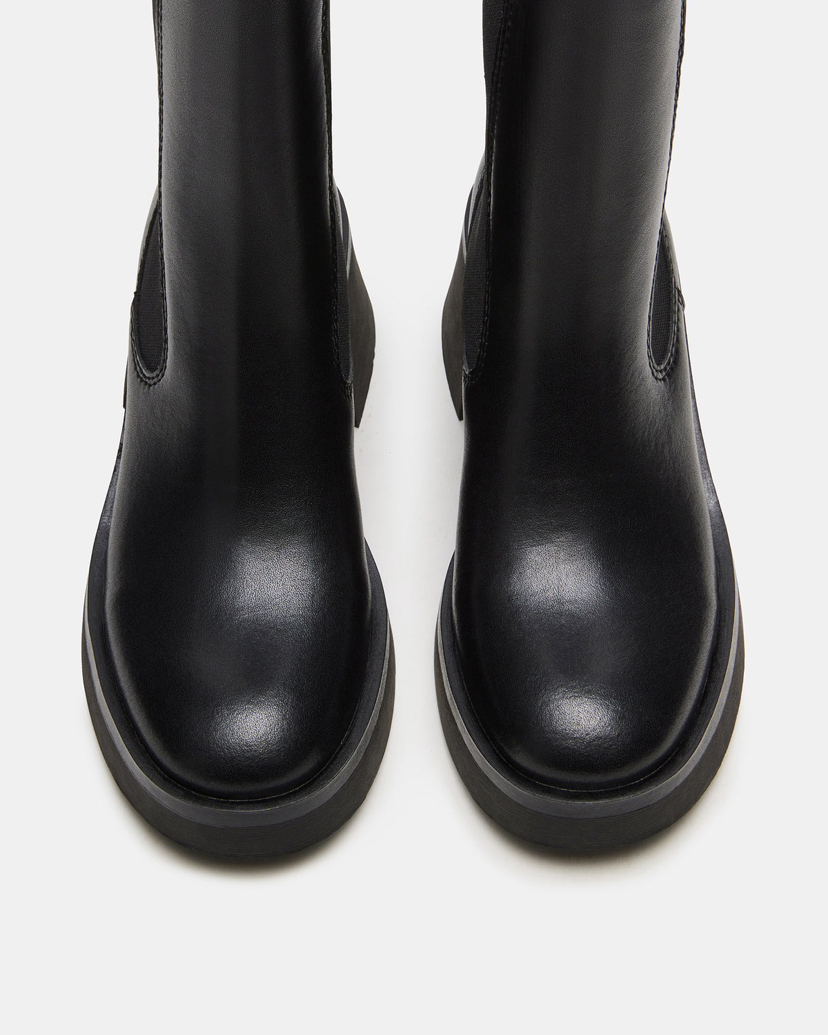 MURRAY Black Leather Block Heel Ankle Boot | Women's Booties - Steve Madden