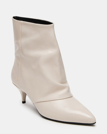 SHINER White Leather Pointed-Toe Kitten Heel Women's Ankle Boot - Steve Madden