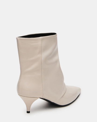 SHINER White Leather Pointed-Toe Kitten Heel Women's Ankle Boot - Steve Madden
