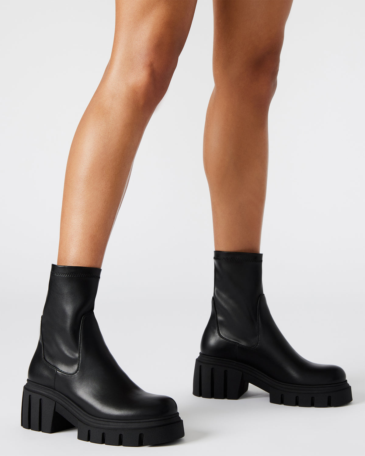 BOOMBA Black Lug Sole Ankle Boot | Women's Booties - Steve Madden