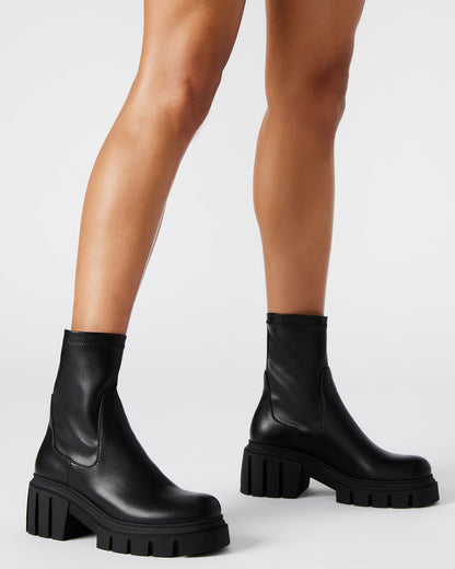 BOOMBA Black Lug Sole Ankle Boot | Women's Booties - Steve Madden