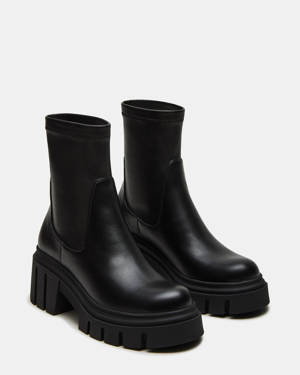 BOOMBA Black Lug Sole Ankle Boot | Women's Booties - Steve Madden