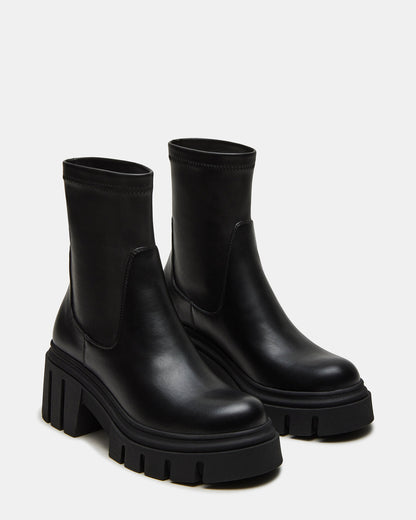 BOOMBA Black Lug Sole Ankle Boot | Women's Booties - Steve Madden
