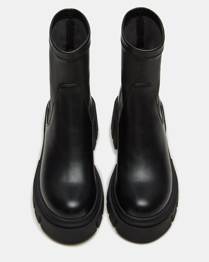 BOOMBA Black Lug Sole Ankle Boot | Women's Booties - Steve Madden