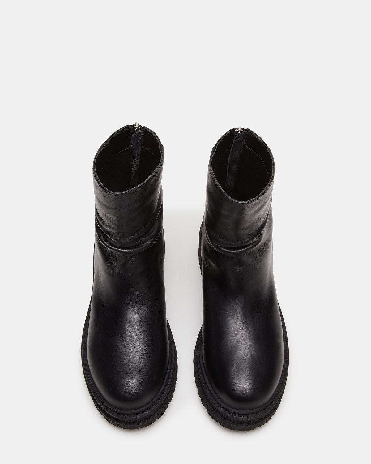ESSENTIAL Black Leather Scrunched Ankle Boot | Women's Booties - Steve Madden