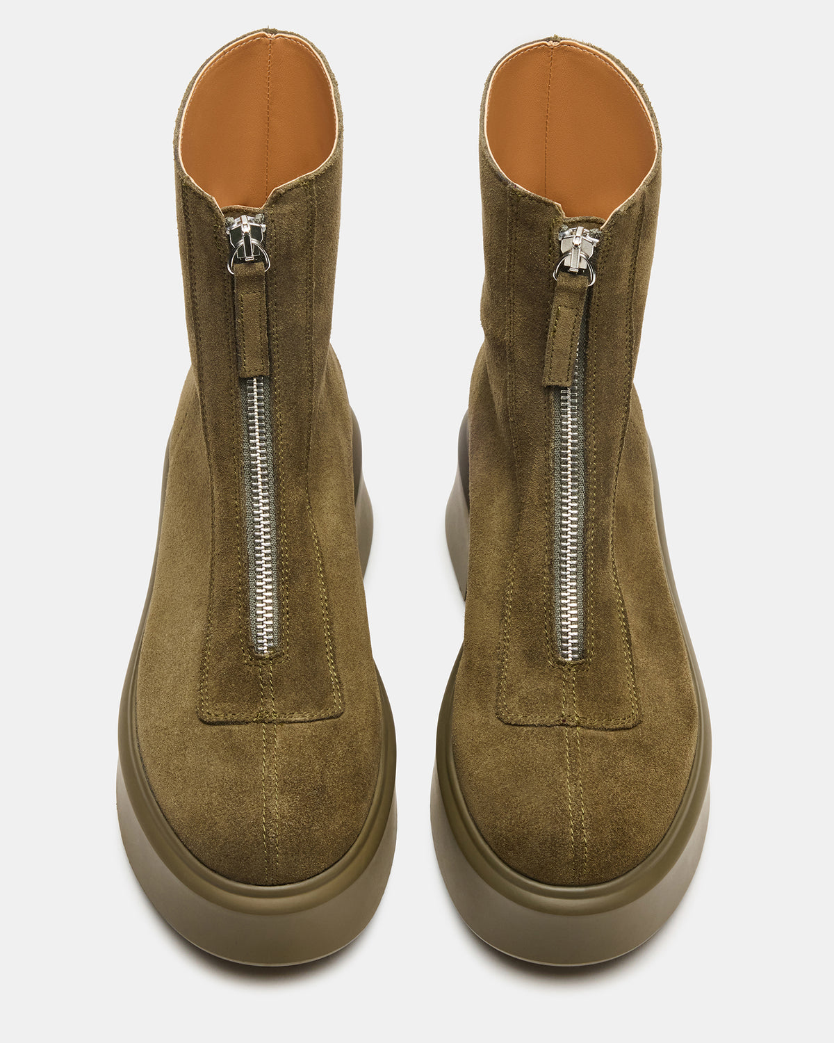 JONES Olive Suede Zipper Lug Women's Ankle Boot - Steve Madden