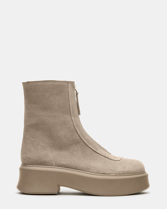 JONES Light Grey Zipper Lug Women's Ankle Boot - Steve Madden